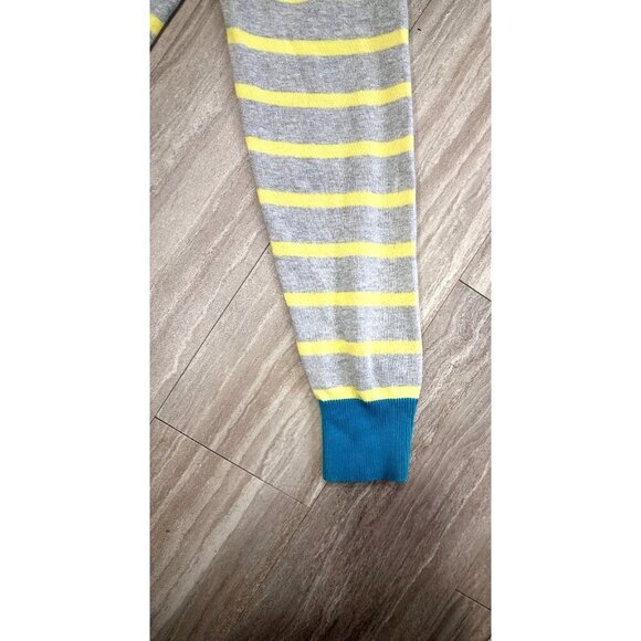 Ben Sherman Men's XL Striped Sweater Gray Yellow Blue-Green Cuffs - Picture 5 of 6